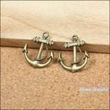50 pcs Vintage Charms Anchors Pendant Antique bronze for Bracelets Necklace DIY