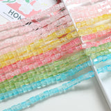 500pcs Crackle Clear Colorful Glass Beads Square Cube Bracelet DIY