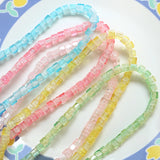 500pcs Crackle Clear Colorful Glass Beads Square Cube Bracelet DIY