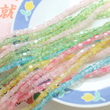 500pcs Crackle Clear Colorful Glass Beads Square Cube Bracelet DIY