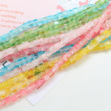 500pcs Crackle Clear Colorful Glass Beads Square Cube Bracelet DIY