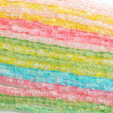 500pcs Crackle Clear Colorful Glass Beads Square Cube Bracelet DIY