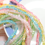 500pcs Crackle Clear Colorful Glass Beads Square Cube Bracelet DIY