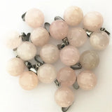 50PC/Lot Natural Stone Round Ball Pendant Roses Quartz Pink Crystal Necklace