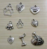50PCS Mixed Dog Paw Prints Dog Bowl Bone Charms Pendant For Jewelry Making