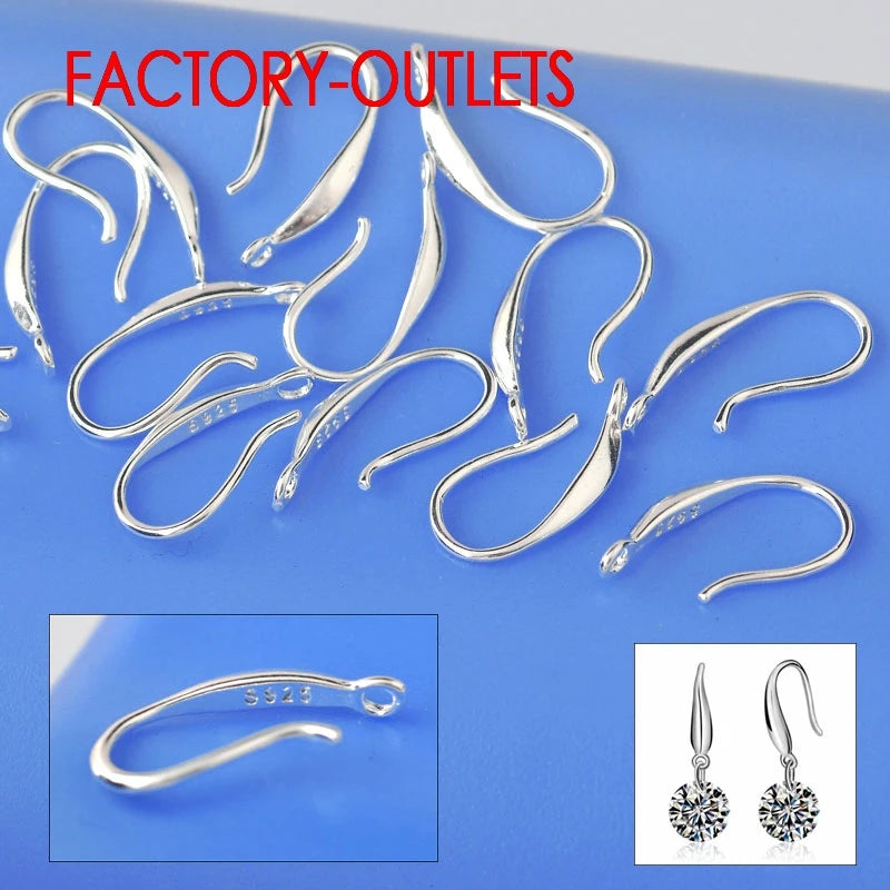 50PCS 925 Sterling Silver Earrings Smooth Hook DIY Jewelry Findings Women