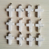 50PCS Natural Howlite Stone Cross Pendants for Necklace Making