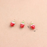 50Pcs 13*7MM 3D Red Enamel Strawberry Alloy Pendant Charms DIY Jewelry Findings