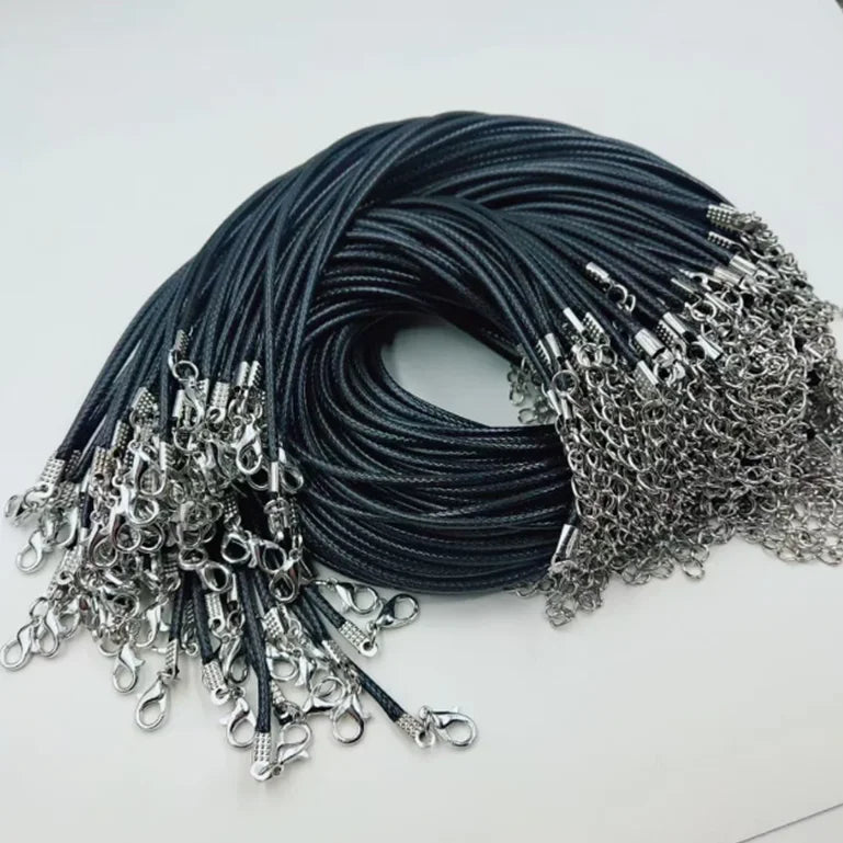 50Pcs/Lot 45+5cm 2.0mm 1.5mm Wax Cord Necklace Cord For DIY Craft Jewelry