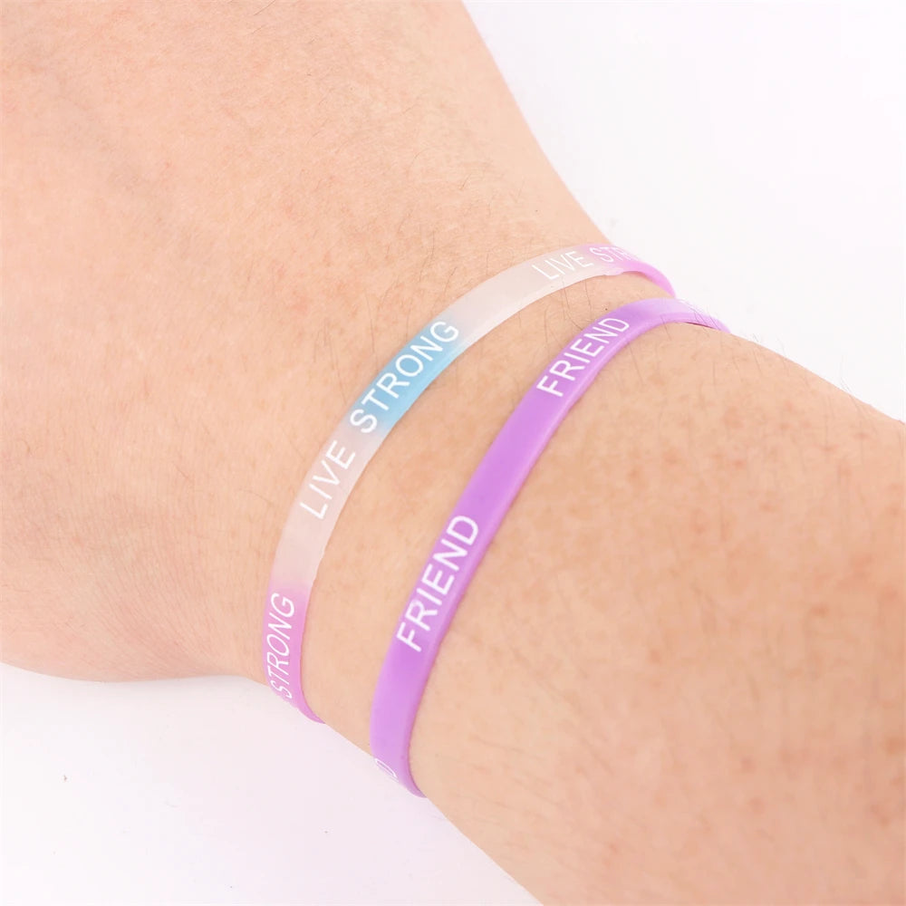 50Pcs Love Silicone Luminous Sport Bracelets Mix Style Party Friendship