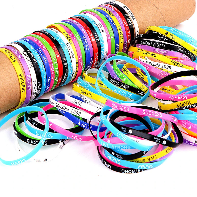 50Pcs Love Silicone Luminous Sport Bracelets Mix Style Party Friendship