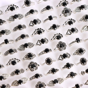 50Pcs/Lot Vintage Glass Geometry Rings Mix Style Wedding Jewelry Party