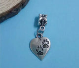 50Pcs Silver Plated Dog Paw Heart Pendant for Jewelry Making