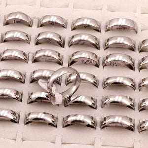 50Pcs/lot Stainless Steel Wedding Rings Men Women 6mm Spherical Surface Polished