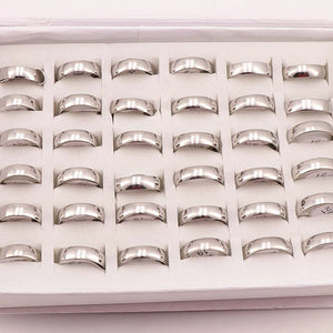 50Pcs/lot Stainless Steel Wedding Rings Men Women 6mm Spherical Surface Polished