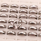 50Pcs/lot Stainless Steel Wedding Rings Men Women 6mm Spherical Surface Polished