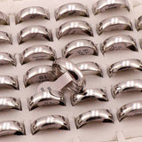 50Pcs/lot Stainless Steel Wedding Rings Men Women 6mm Spherical Surface Polished