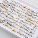 50Pcs/lot Zircon Rhinestone Stainless Steel Rings Wedding Ring