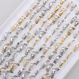 50Pcs/lot Zircon Rhinestone Stainless Steel Rings Wedding Ring