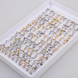 50Pcs/lot Zircon Rhinestone Stainless Steel Rings Wedding Ring