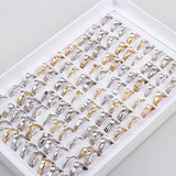 50Pcs/lot Zircon Rhinestone Stainless Steel Rings Wedding Ring