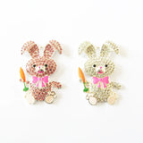 Bunny Hold Carrot Rhinestone Pendants Lot of 10 for Easter Jewelry