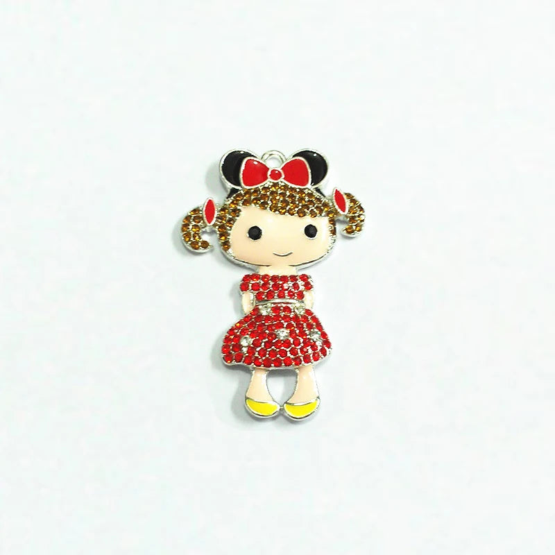 Gril With Bow Rhinestone Pendants 10pcs/lot 50mm*34mm