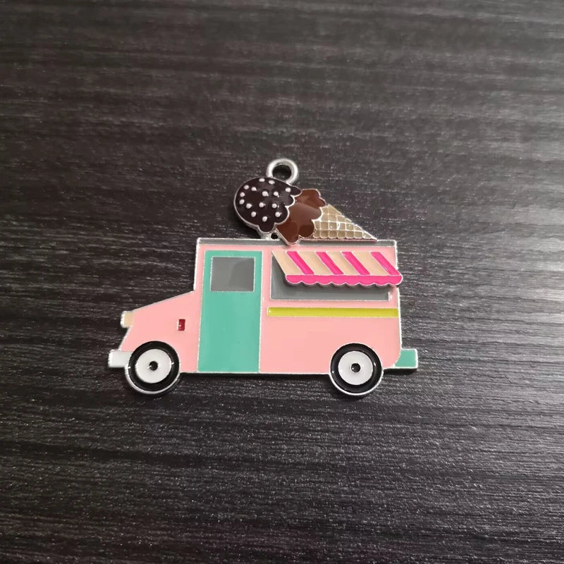 Zinc Alloy & Enamel Ice Cream Pendants for Necklace, 10pcs/bag