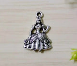 50pc 21x14MM Princess Girl Silver Charm Pendants Jewelry Findings