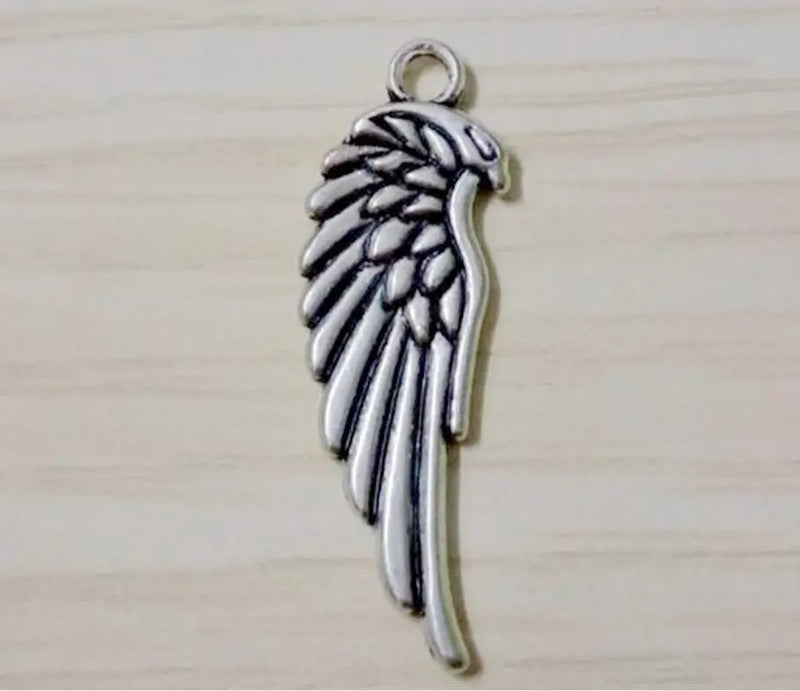50pc Feather Antique Silver Charm Pendants For Jewelry Making