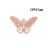50pcs Colorful Enamel Butterfly Pendants Tone DIY Jewelry Animal Charm Craft