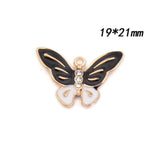 50pcs Colorful Enamel Butterfly Pendants Tone DIY Jewelry Animal Charm Craft