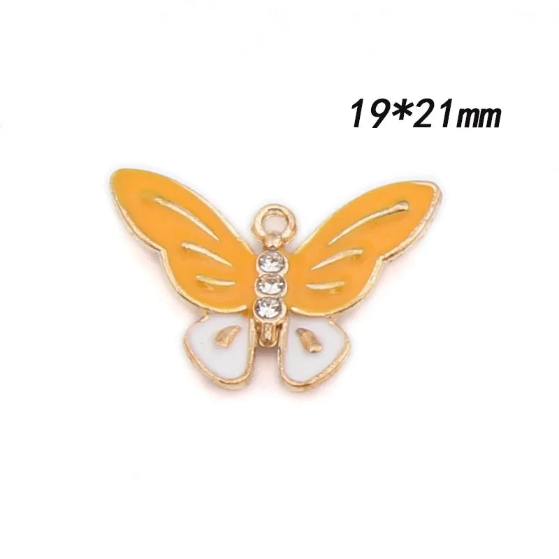 50pcs Colorful Enamel Butterfly Pendants Tone DIY Jewelry Animal Charm Craft