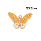 50pcs Colorful Enamel Butterfly Pendants Tone DIY Jewelry Animal Charm Craft
