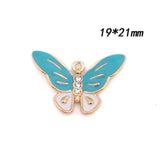 50pcs Colorful Enamel Butterfly Pendants Tone DIY Jewelry Animal Charm Craft