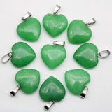 50pcs Natural Aventurine Opal Tiger Eye Stone Heart Pendant
