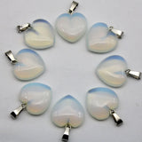 50pcs Natural Aventurine Opal Tiger Eye Stone Heart Pendant