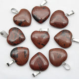 50pcs Natural Aventurine Opal Tiger Eye Stone Heart Pendant