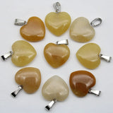 50pcs Natural Aventurine Opal Tiger Eye Stone Heart Pendant