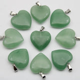 50pcs Natural Aventurine Opal Tiger Eye Stone Heart Pendant
