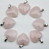 50pcs Natural Aventurine Opal Tiger Eye Stone Heart Pendant