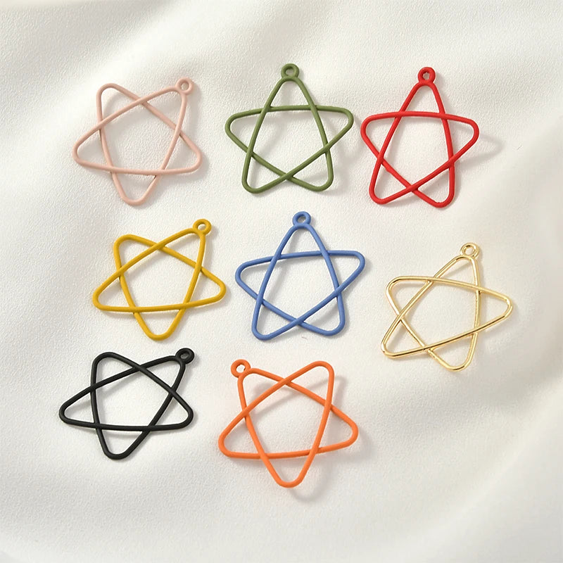 50pcs Hollow out Rubber Enamel Star Charms Pendant DIY