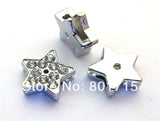 50pcs Full Rhinestone Star Slide Charms 10mm Belt Pet Collar Wristband