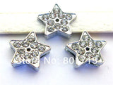 50pcs Full Rhinestone Star Slide Charms 10mm Belt Pet Collar Wristband
