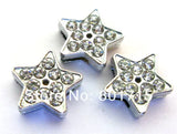 50pcs Full Rhinestone Star Slide Charms 10mm Belt Pet Collar Wristband