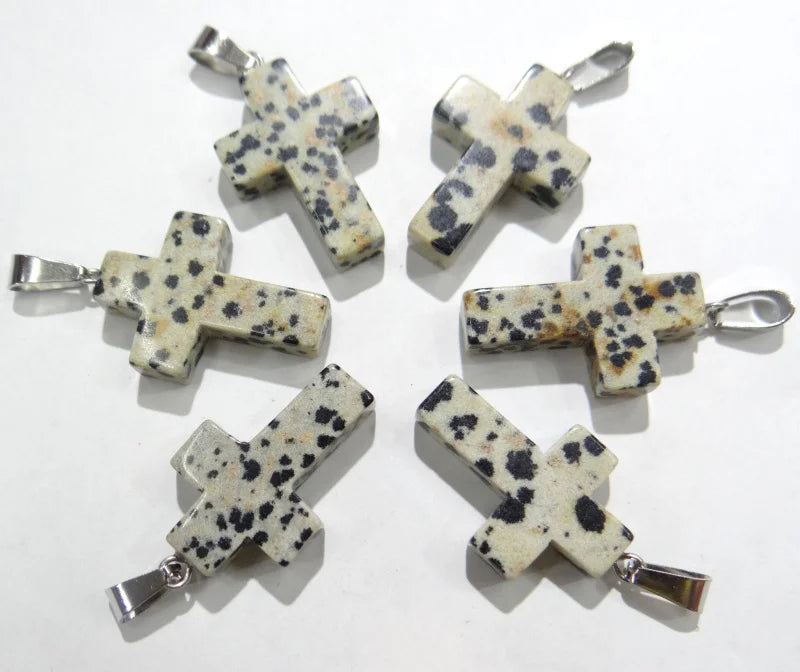 50pcs Milky Cross Pendant Natural Stone for Women Jewelry Making