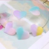50pcs 30*35MM Double Colors Heart Resin Cabochons DIY Jewelry Craft