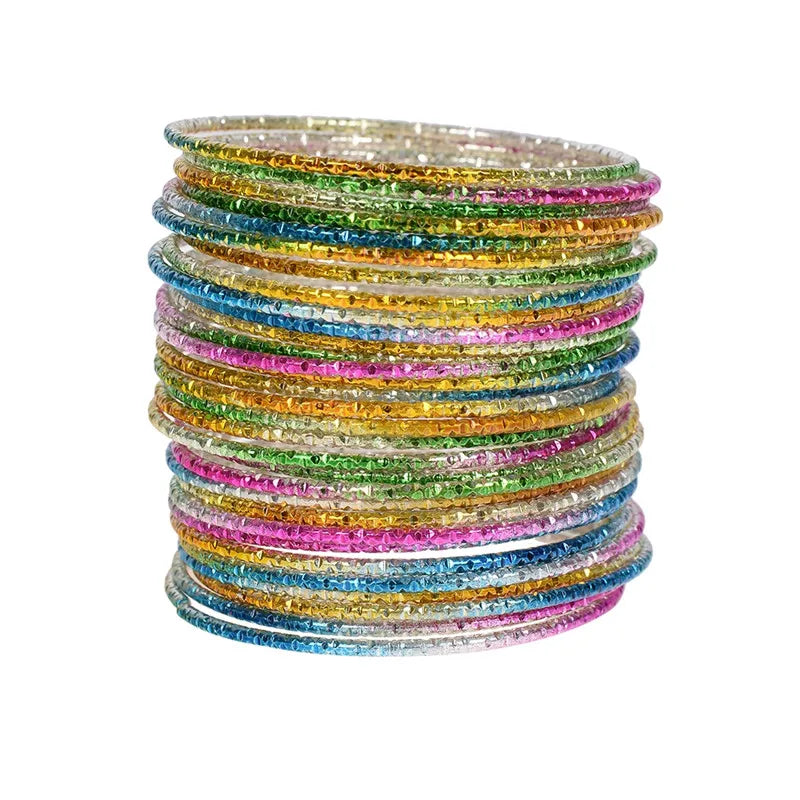 50pcs Colorful Alloy Thin Circle Bangle Bracelet for Children