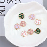 50pcs/Lot Enamel Alloy Heart Pendant Charms DIY Jewelry Findings