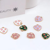 50pcs/Lot Enamel Alloy Heart Pendant Charms DIY Jewelry Findings